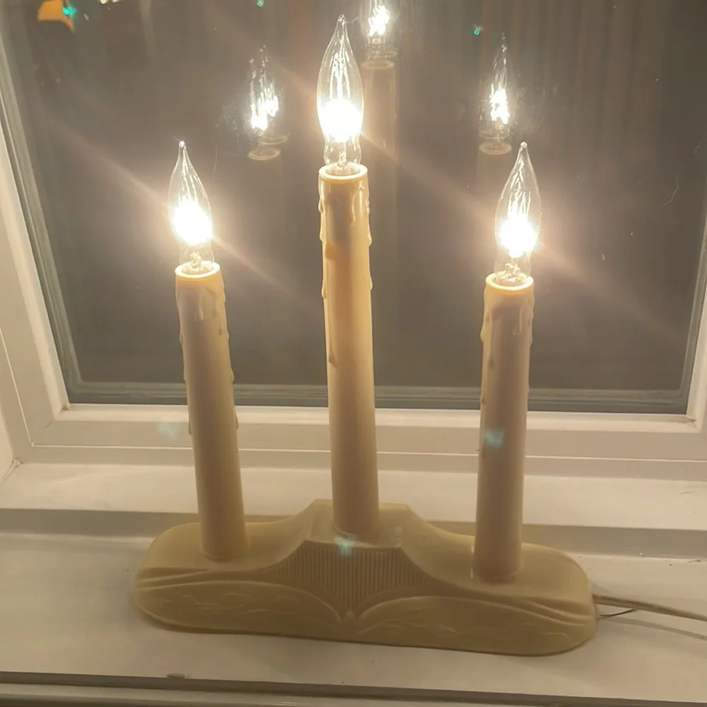 Bundle 5 vintage lights Christmas triple candle Molded plastic window bulb …